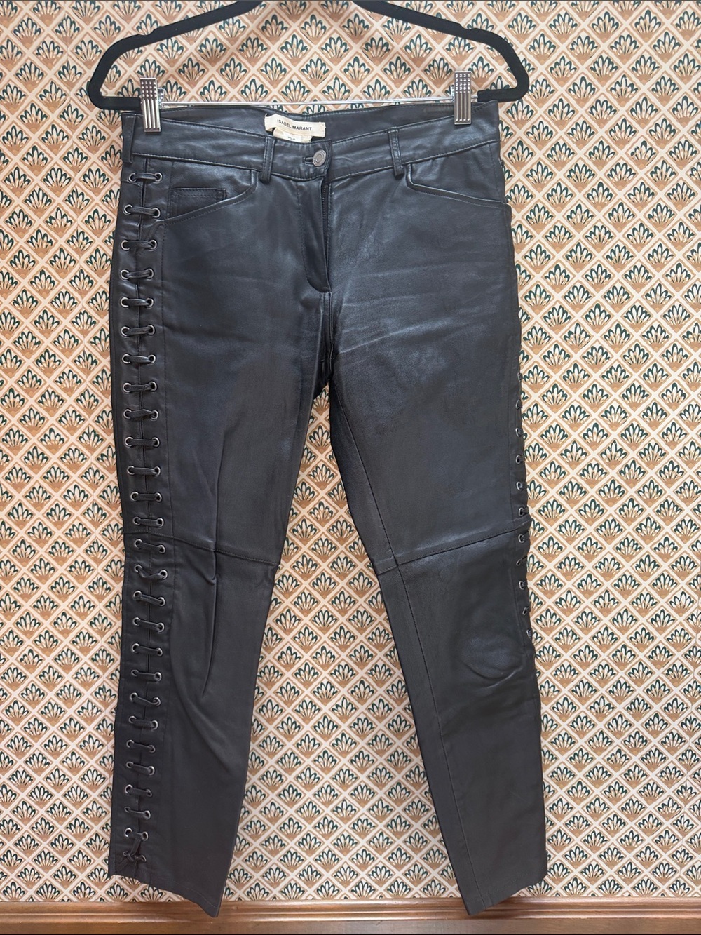 Isabel Marant pour H&M Black Lace-Up Leather Skinny Pants
